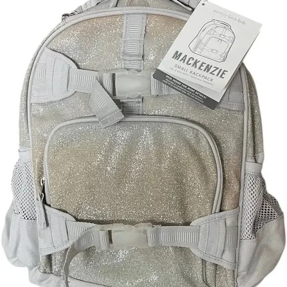Pottery Barn Kids Silver and Tan Backpack Set NWT